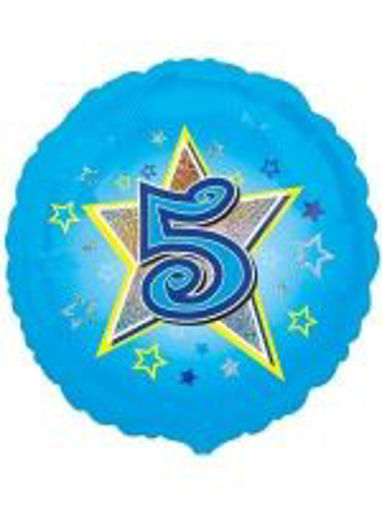 Picture of BLUE STARS FOIL BALLOON  5 HOLOGRAPHIC 18 INCH